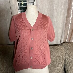 Vintage Silan Trevira 2000 Women's Pink Button-Up Sweater